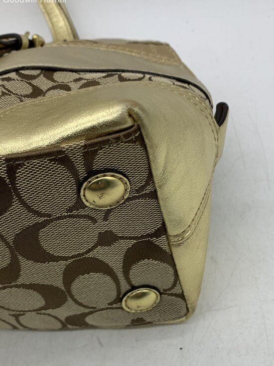 Authentic COACH Vintage Y2K 2009 Metallic Gold Patchwork Satchel Handbag F14007 - Picture 8 of 16